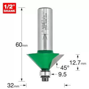 Image of Trend CRAFTPRO Chamfer Bearing Guided Router Cutter 32mm 12.7mm 1/2"