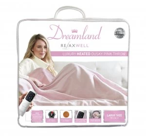 image of Relaxwell by Dreamland Luxury Velvety Heated Throw - Pink