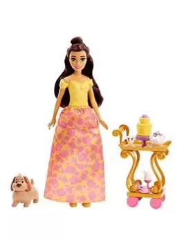 image of Disney Princess Belle'S Tea Time Cart Doll And Playset