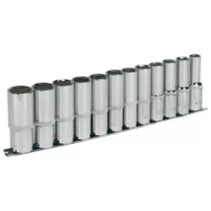 Image of Sealey AK2696 Socket Set 12pc 1/2"Sq Drive 6pt Deep WallDrive Metric