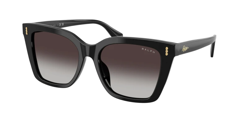 Image of Ralph Lauren RA5349U 50018G Woman Sunglasses Acetate Black Grey Squared Normal Nuanced Black Sunglasses Woman Acetate