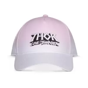 image of Marvel Thor: Love and Thunder Logo Adjustable Cap, Pink/White...