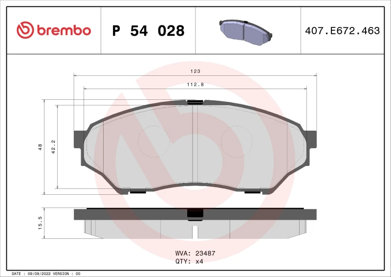 Image of BREMBO Brake pad set BREMBO P 54 028