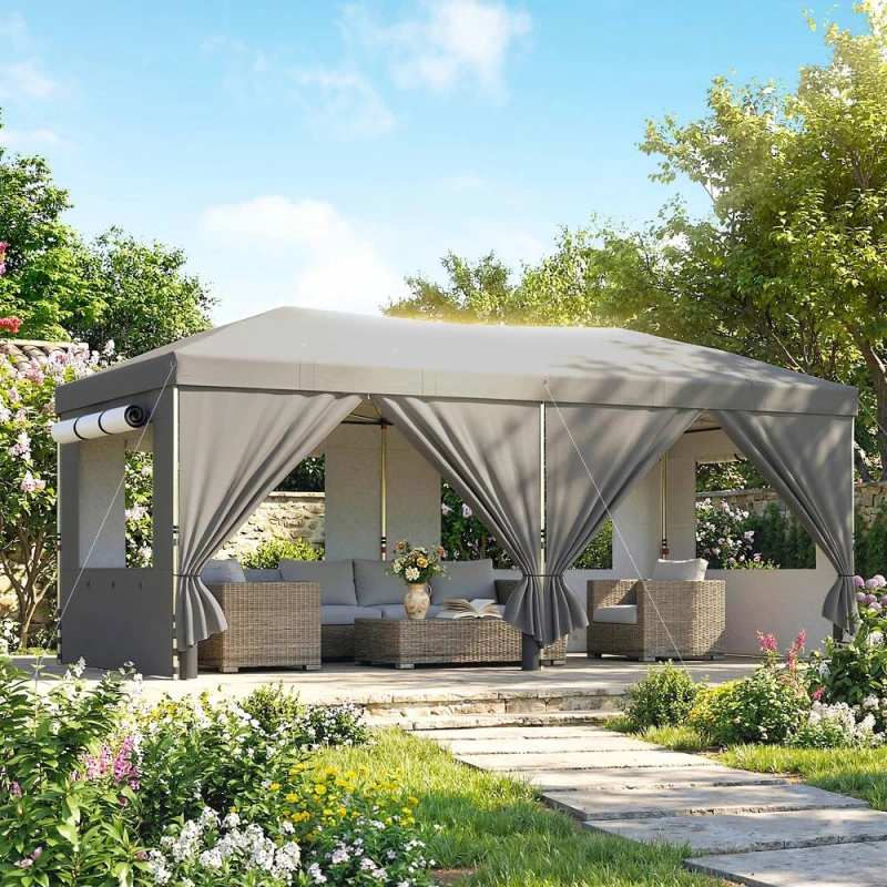 Image of OUTSUNNY 3 x 6m Pop Up Gazebo, UPF50+ Wedding Party Tent Marquee, Dark Grey Dark Grey Unisex