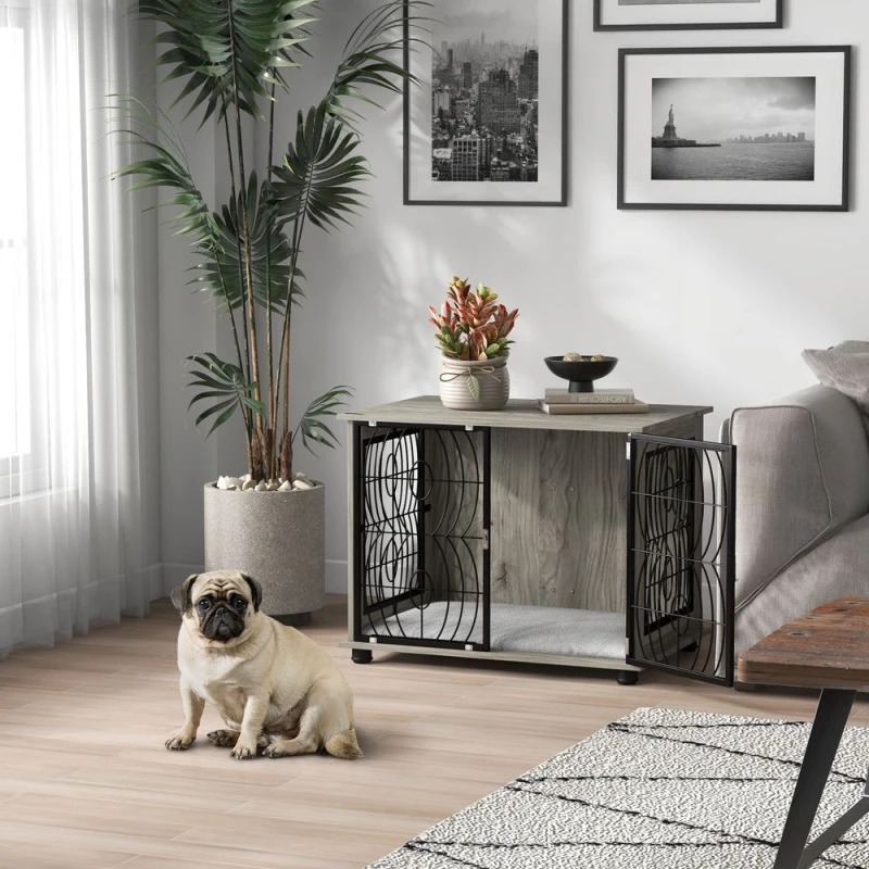 Image of PawHut Pawhut - Dog Crate Furniture End Table w/ Cushion for Dogs 80L x 56W x 63Hcm 5056725542047
