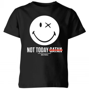 Image of Smiley World Slogan Not Today Satan Kids T-Shirt - Black - 9-10 Years