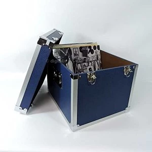 image of Blue - 100 LP Record Storage Carry Case Record Box