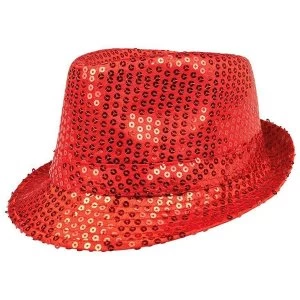Image of Sequin Hat Adults One Size (Red)