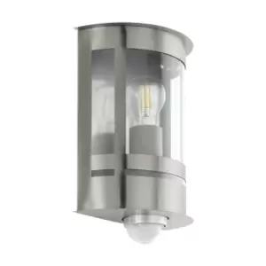 image of IP44 Outdoor Wall Light & PIR Sensor Stainless Steel 1 x 60W E27 Bulb