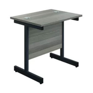 image of Jemini Rectangular Double Upright Cantilever Desk 800x600x730mm Grey Oak/Black KF819509