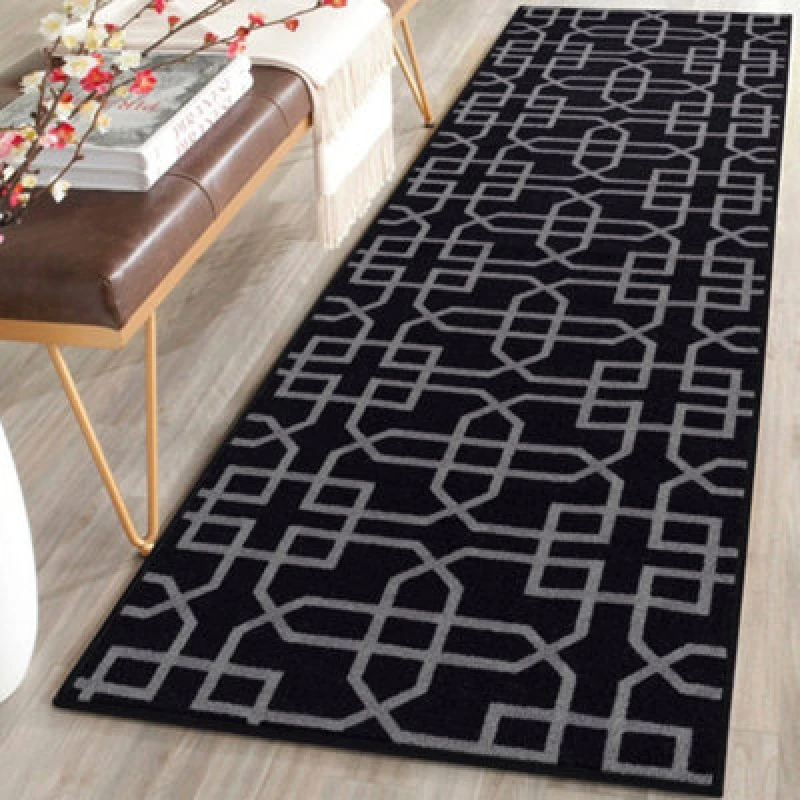 Image of Smart Living Smart Living Siam Heavy Duty Machine Washable Hallway Kitchen Non Slip Door Mat in Black Size: 67cm x 220cm Black 67cm x 220cm Unisex 8
