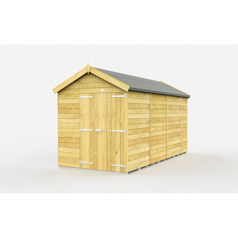 Image of Buttercup Farm 7 x 13 Feet Apex Shed - Double Door W/O Window - L387 x W214 x H217cm in Brown Brown Unisex