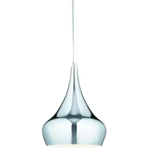 image of Searchlight Metal And Glass - 1 Light Dome Ceiling Pendant Chrome, Glass, E27