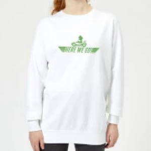 image of Nintendo Mario Kart Here We Go Luigi Womens Sweatshirt - White - M