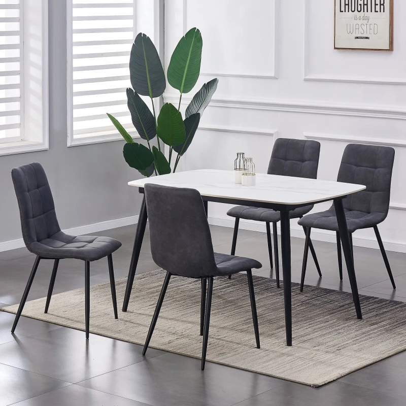 Image of MCC Direct Set of 4 Faux Suede Leather Dining Chairs Henri Dark Grey