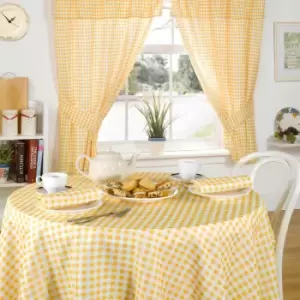Image of Molly Gingham Check Kitchen Pencil Pleat Curtains, Lemon, 46 x 42" - Emma Barclay