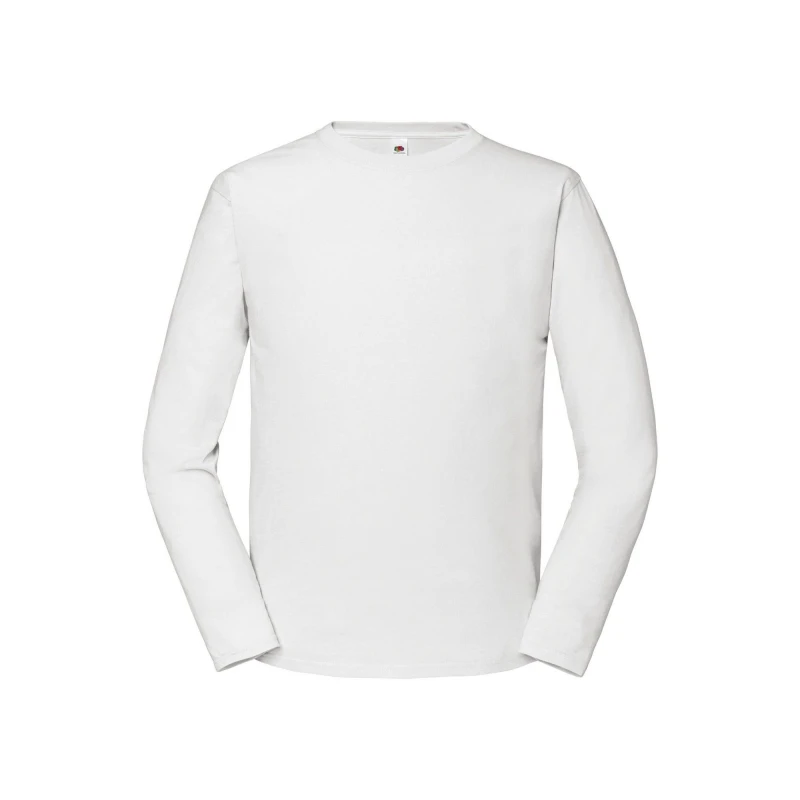Image of Fruit Of The Loom Fruit of the Loom Men Iconic Premium Plain Long-Sleeved T-Shirt in White Size: X-Small White XS Male 5063377247701