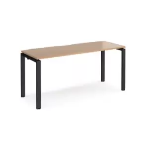 image of Bench Desk Single Person Starter Rectangular Desk 1600mm Beech Tops With Black Frames 600mm Depth Adapt