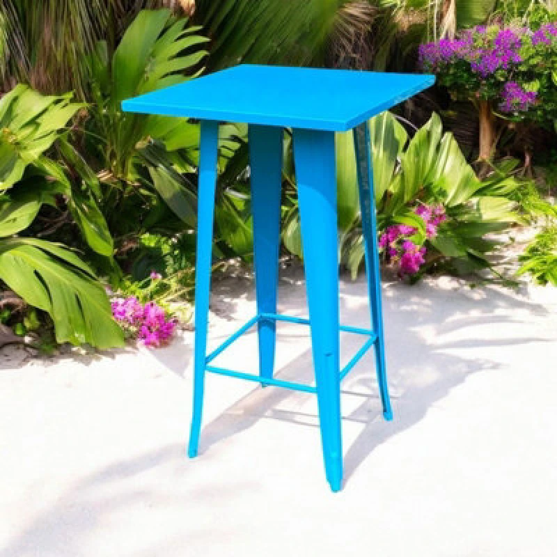 Image of Minster Garden Bar Table - Metal - L60 X W60 X H115cm - Blue