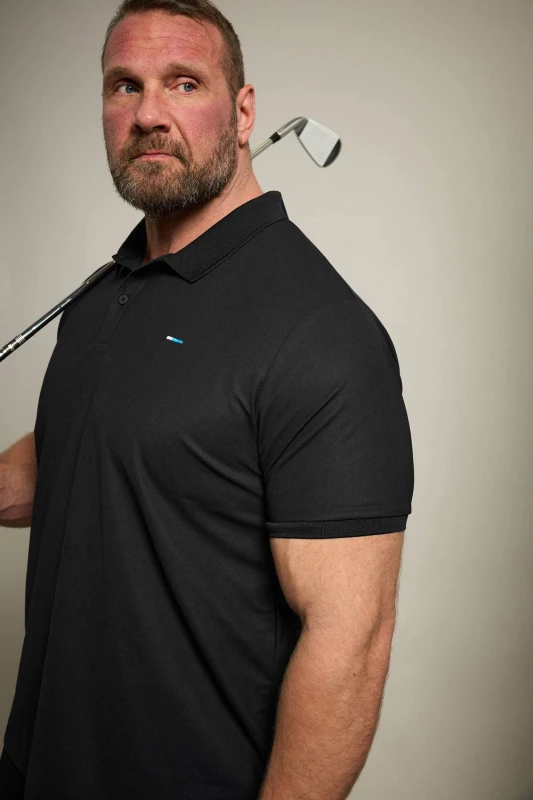 Image of BadRhino Mens Golf Polo Shirt in Black Size: 7-8XL Black Male 7-8XL