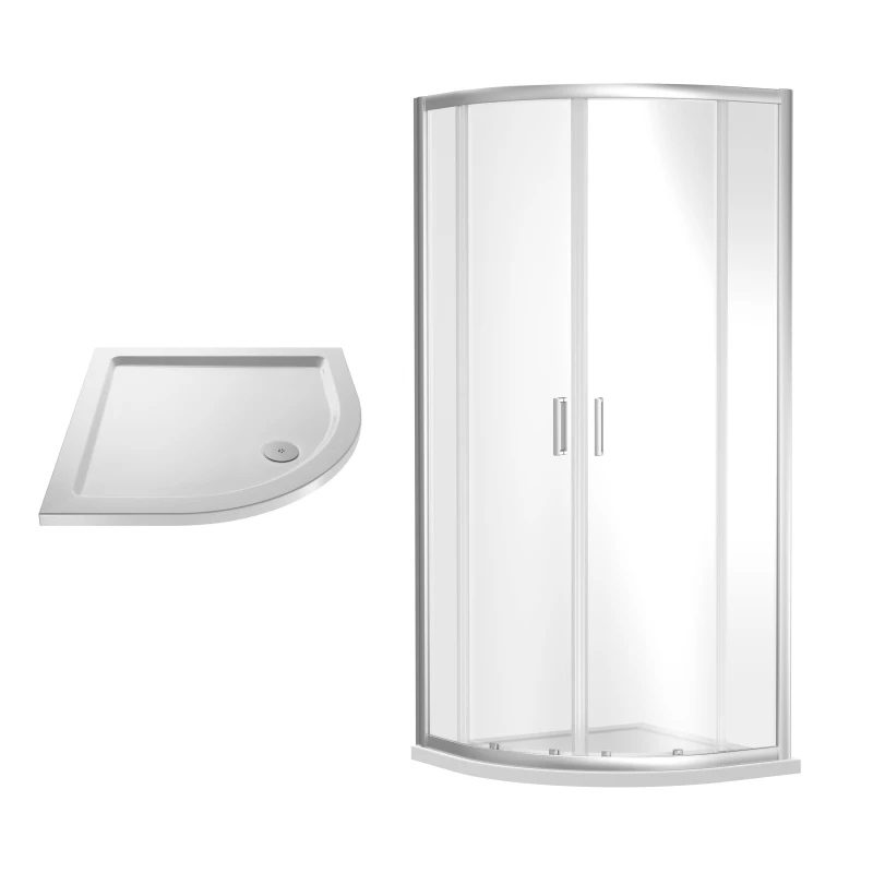 Image of Balterley Shower Quadrant Enclosure Slimline Tray Chrome White 800mm White
