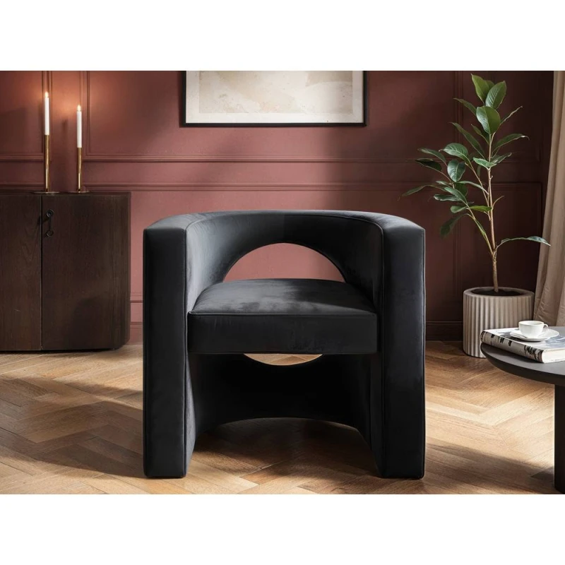 Image of Solace+Co Leela Modern Velvet Armchair in Grey Grey Unisex