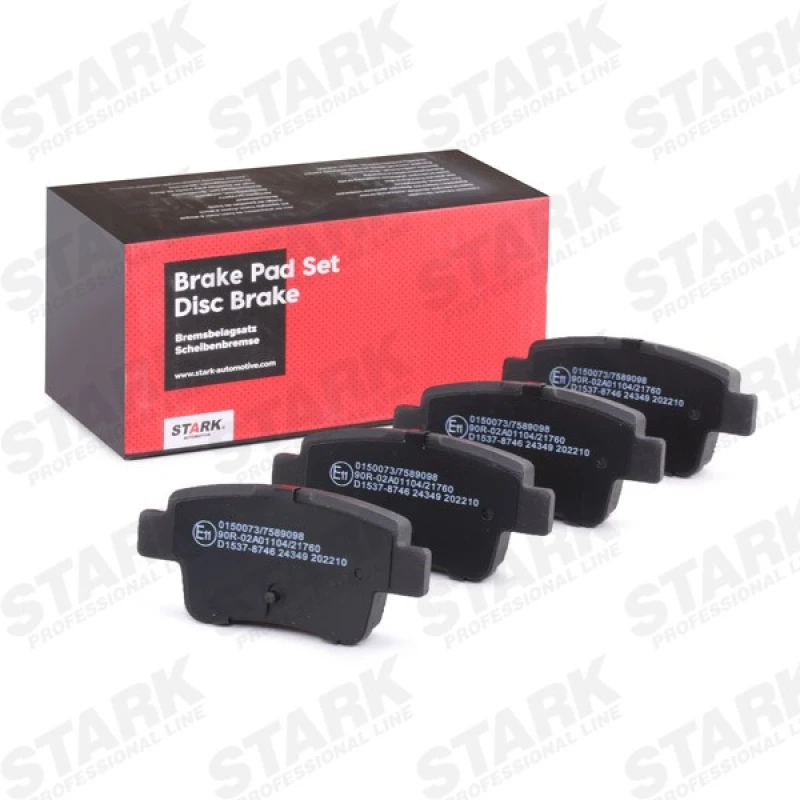 Image of STARK SKBP-0010430 Brake pad set Rear Axle, excl. wear warning contact, with anti-squeak plate Brake Pad Set,disc brake (402)