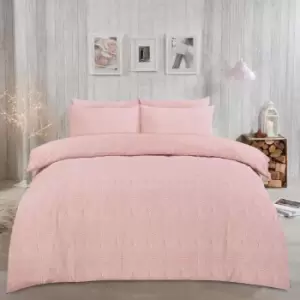 Image of Dreamscene Chunky Knit Print Duvet Cover Pillowcase Bedding Set Blush Double