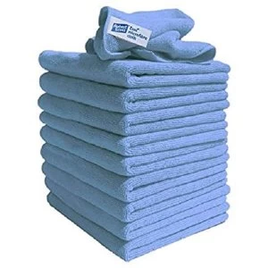 Image of Exel Contract Microfibre Cloth Pack 10 Blue