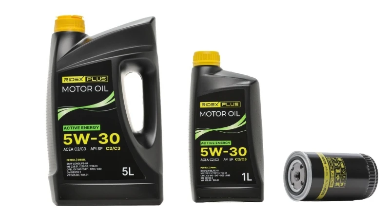 Image of RIDEX PLUS 100908O0158P Oil change kit (oil filter + engine oil) Oil change kit (oil filter + engine oil) (100908)