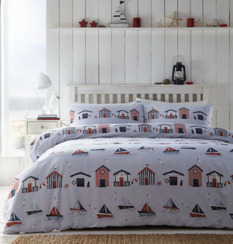 Image of Portfolio Home Beach Huts King Duvet Cover And Pillowcases Set