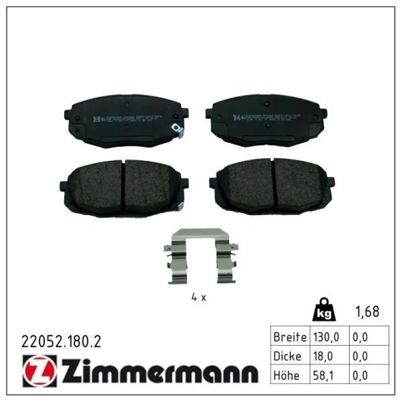 Image of ZIMMERMANN Brake pad set ZIMMERMANN 22052.180.2