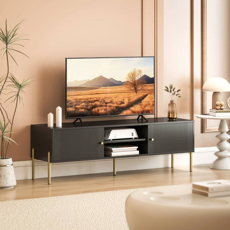 Image of HOMCOM TV Stand for Television up to 65 Inch, Modern Entertainment Center in Black Unisex