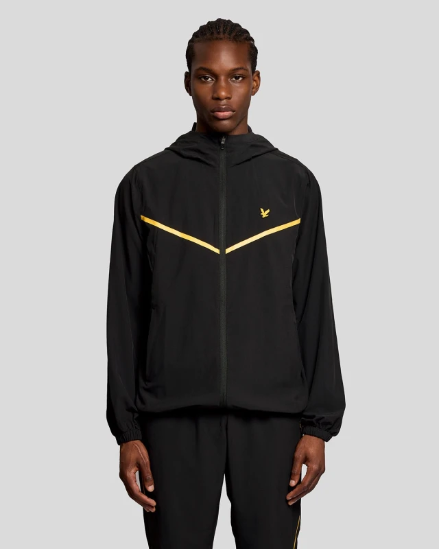 Image of Lyle & Scott Mens Sports Stripe Track Jacket in Black