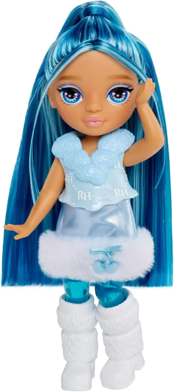 Image of Rainbow High Littles Rainbow Fantasy Fairies & Pet - Sapphire Blue - 14cm Posable Small Doll & Fantasy Dog Pet with Interchangeable Fairy Wings Cute