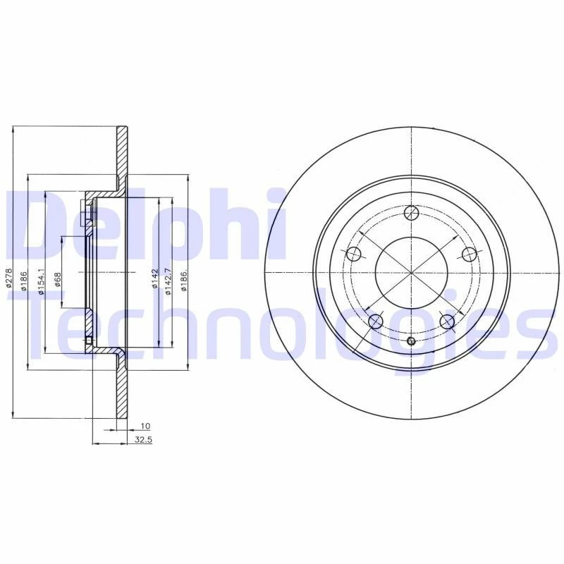 Image of DELPHI Brake disc DELPHI BG4534C