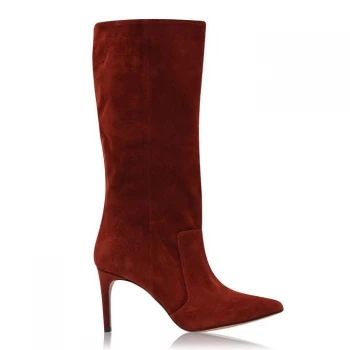 Image of Reiss Lily Boot Suede Boots - Red Chestnut