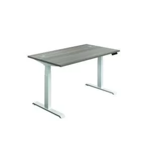 Image of First SitStand Desk 1200x800x630-1290mm Grey OakWhite KF820703