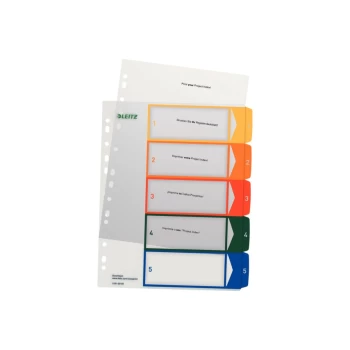 PC-Printable Heavy Duty Plastic 1-5 Index Paper, A4 - White/Multi-colour - Outer Carton of 20