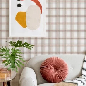 image of Fresco Burnt Orange Iona Checkered Wallpaper