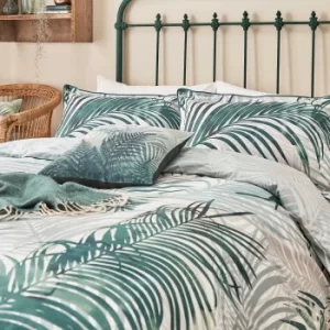 image of Clarissa Hulse Palm Leaf Double Duvet Cover Set, Forest Green