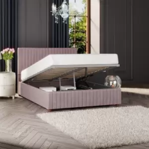 image of Estella Ottoman Storage Bed, Plush Velvet, Blush Double - Laurence Llewelyn-bowen