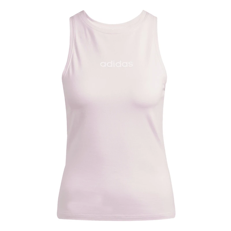 Image of adidas Essentials Linear Slim Cotton Tank Top Womens Clear Pink female S (8-10)