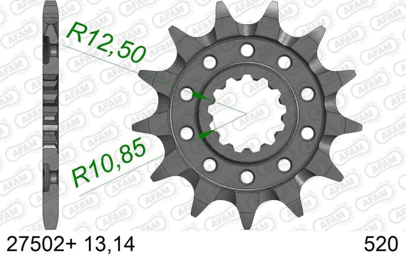 Image of AFAM Steel Self-Cleaning Front Sprocket 27502 - 520, Size 70 mm