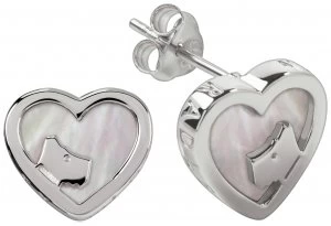 image of Radley London Heart Shape Stone Set Pearl Stud Earrings