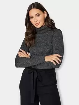 Image of Long Tall Sally Black Lurex Roll Neck, Black, Size 10-12, Women