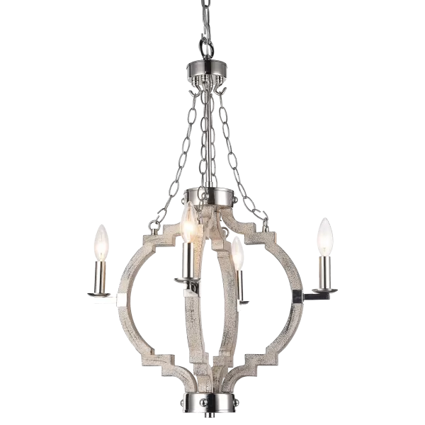 Image of Portland 4 Light Pendant Ceiling Light Nickel, E14