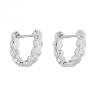 Image of Diamond Cut Crescent Detail Circle Hoop White Gold Earrings GE2424