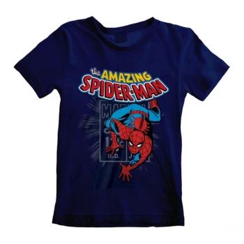 image of Marvel Comics Spider - Amazing Spider-Man Unisex 3-4 Years T-Shirt - Navy