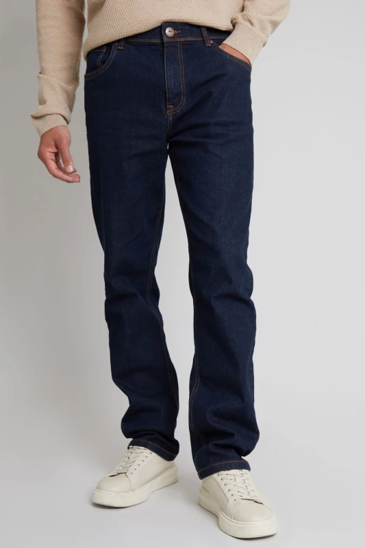 Image of Threadbare Threadbare Men 'Canterbury' Straight Fit Jeans With Stretch in Midnight Size: 32R Midnight 32R Male 7625914455727